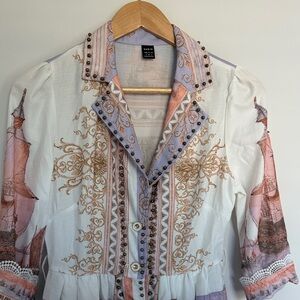 SHEIN Embroidered Blouse - White and Pink